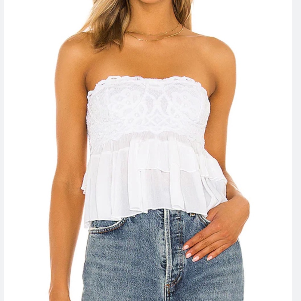 Free People adella corset strapless lace crop top